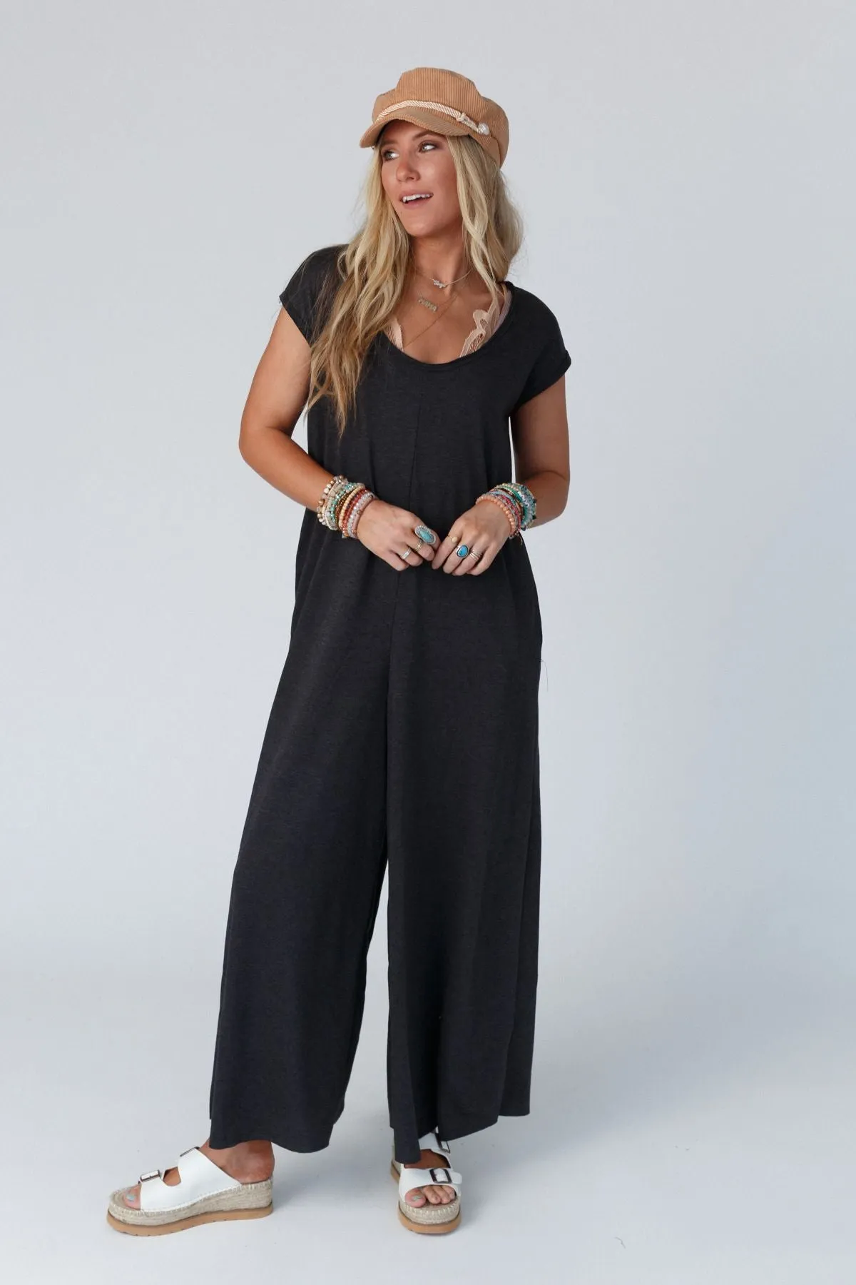 Daphne Scoop Neck Jumpsuit - Charcoal