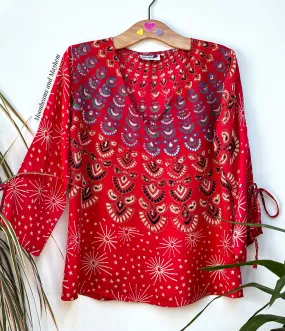 DELICIOUS RED STARSHINE MANDALA TUNIC / TOP