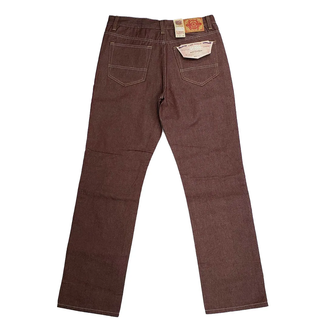 Denim Straight Fit Jeans - BURGUNDY