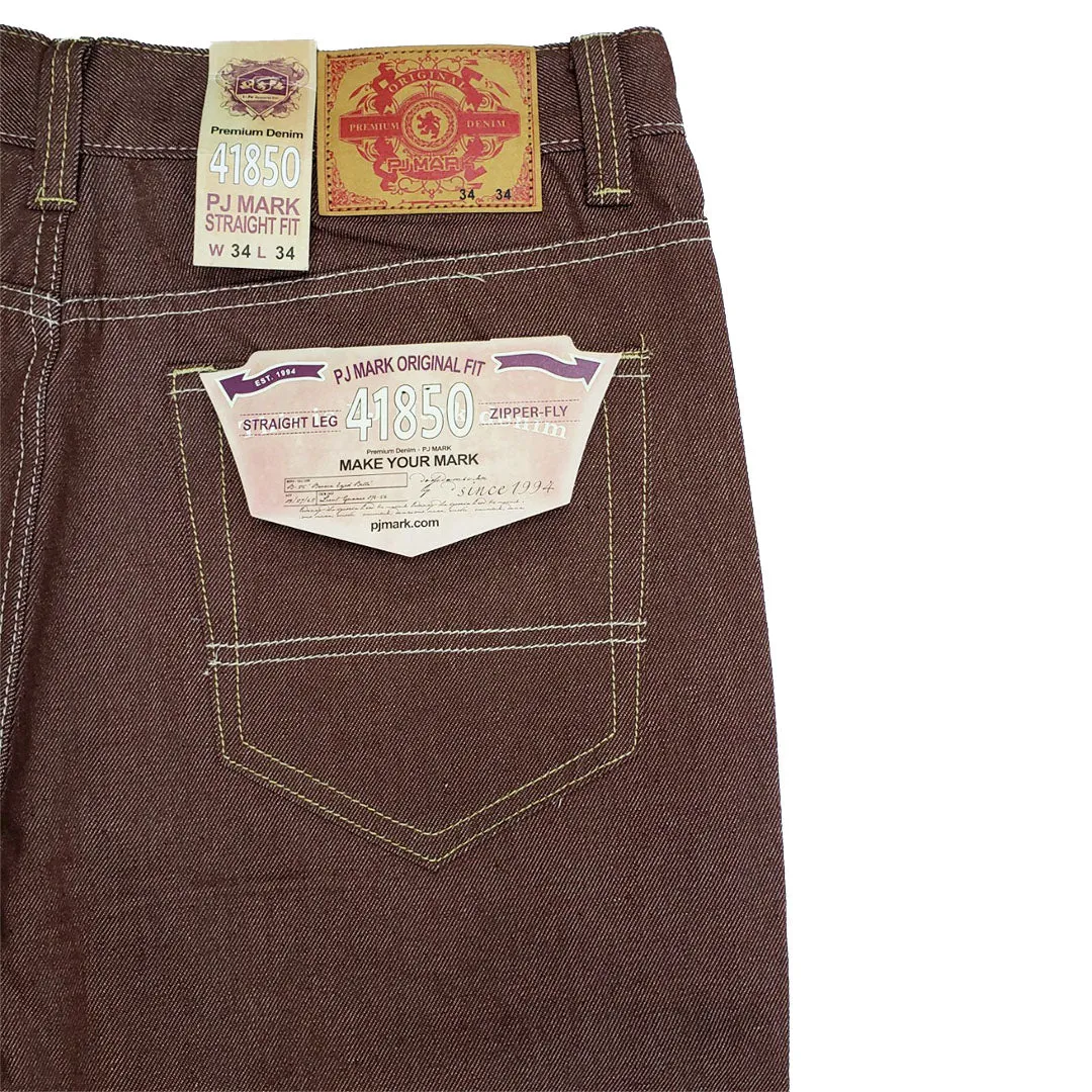 Denim Straight Fit Jeans - BURGUNDY