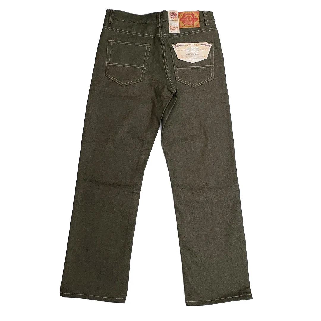 Denim Straight Fit Jeans - Olive