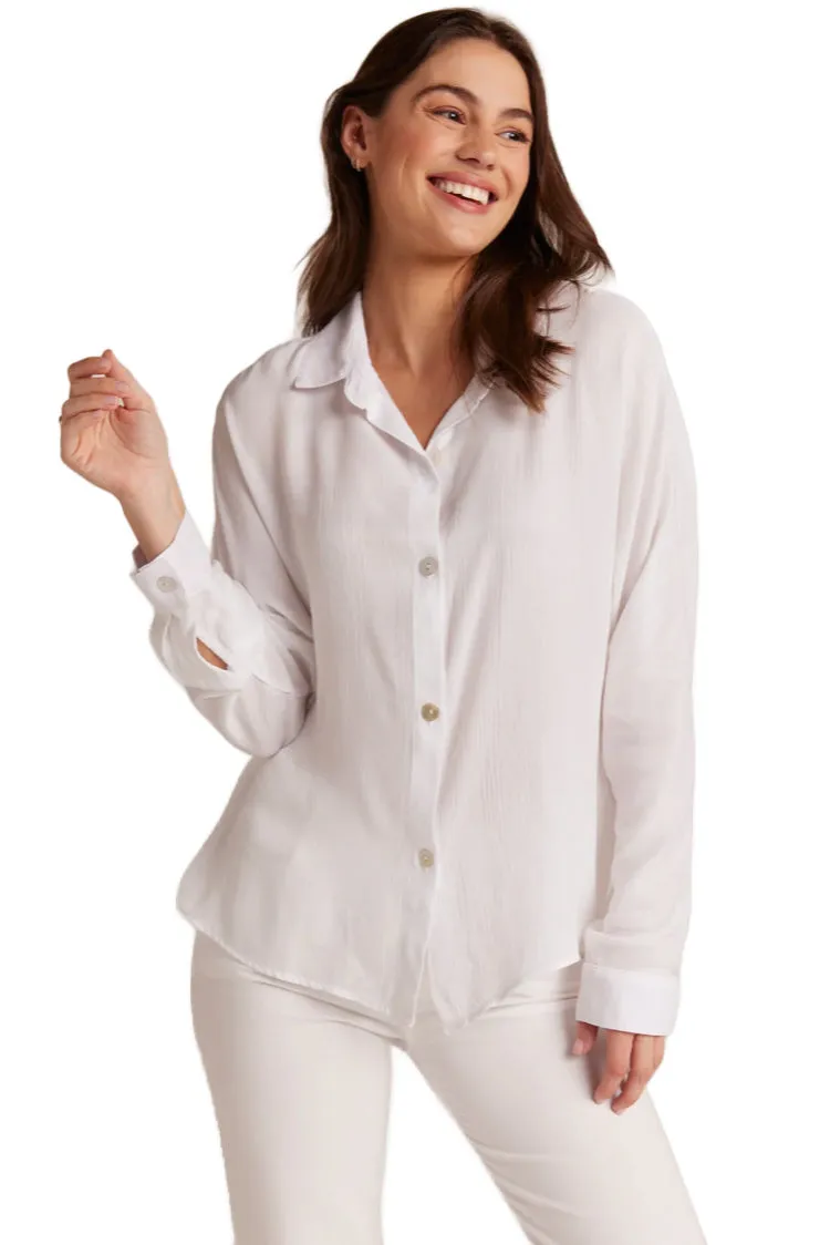 Dolman Sleeve Button Down- White