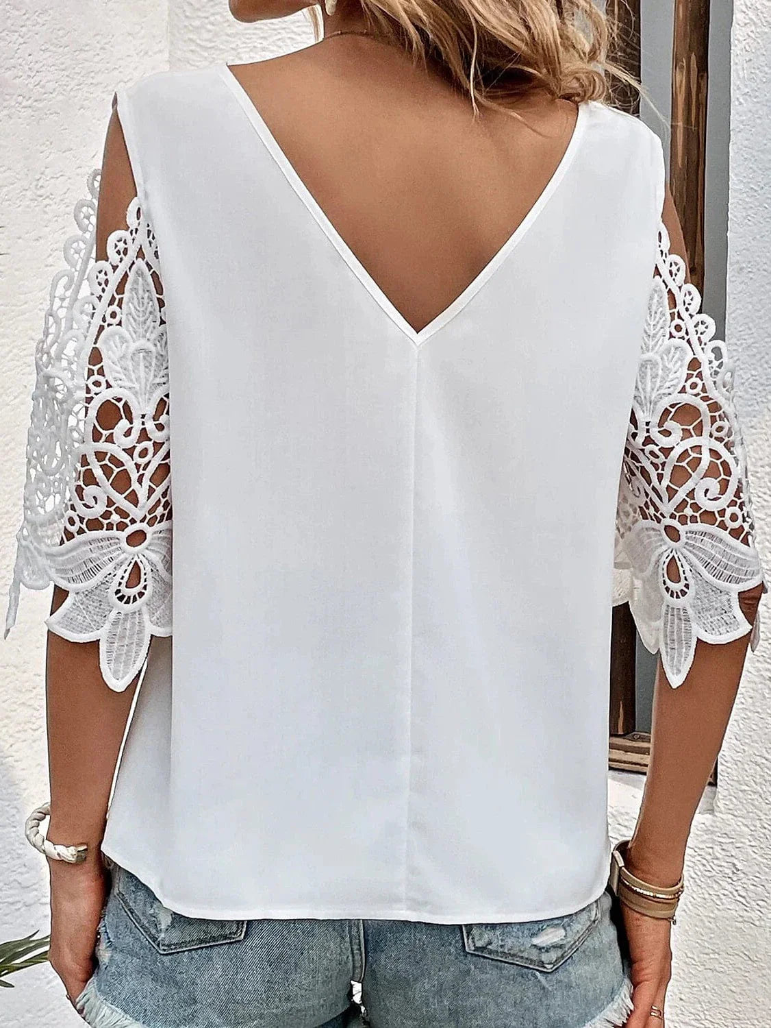 Elegant V-Neck Lace Blouse for Women