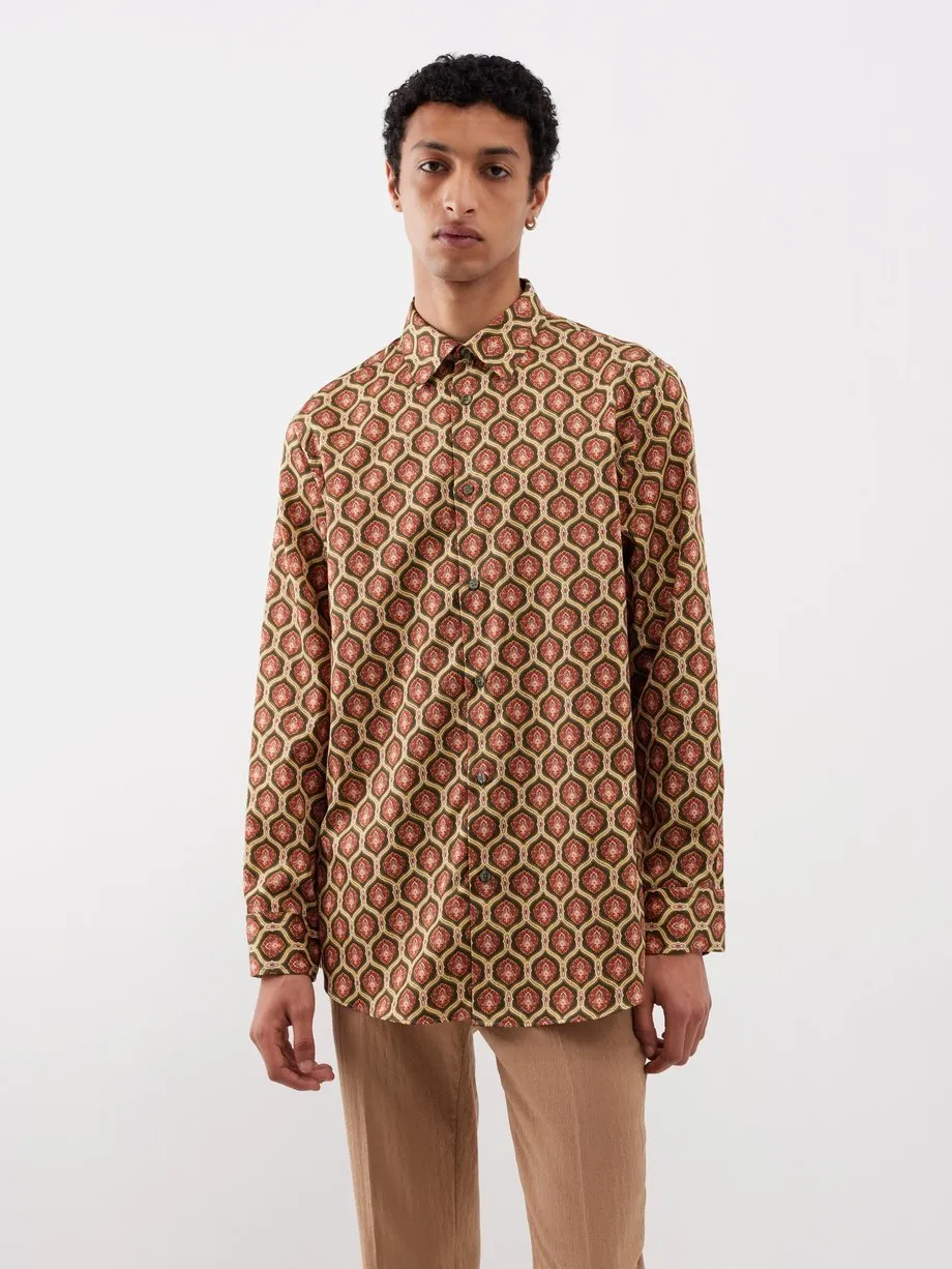 ETRO  |Button-down Flower Patterns Dots Bi-color Long Sleeves Plain