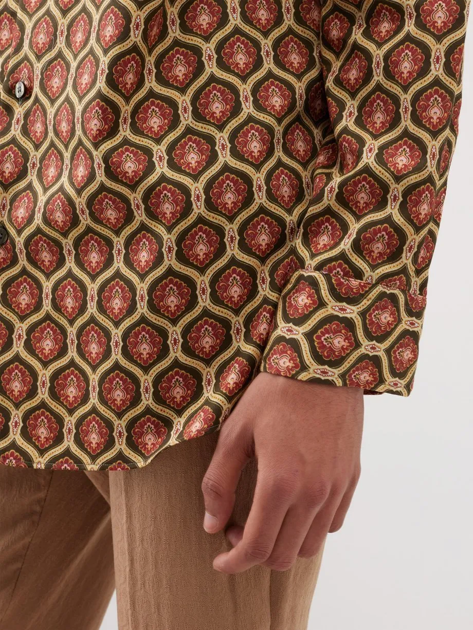 ETRO  |Button-down Flower Patterns Dots Bi-color Long Sleeves Plain