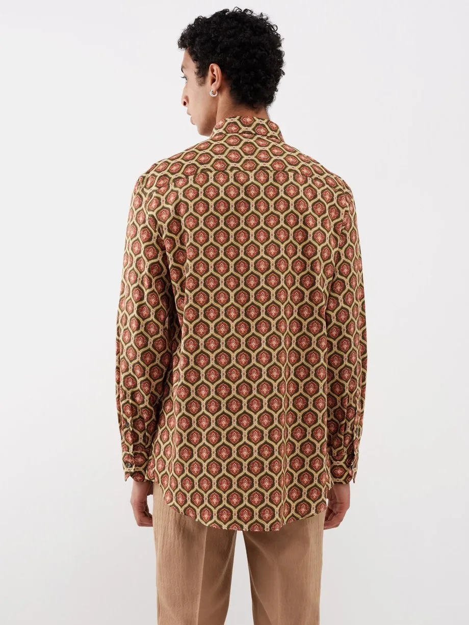 ETRO  |Button-down Flower Patterns Dots Bi-color Long Sleeves Plain