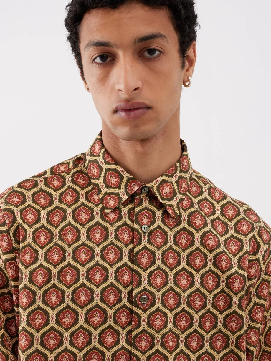 ETRO  |Button-down Flower Patterns Dots Bi-color Long Sleeves Plain