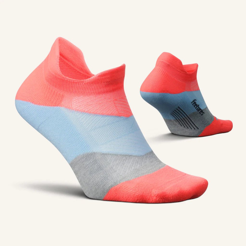 Feetures Elite Light Cushion No Show Tab Socks - Climb Coral