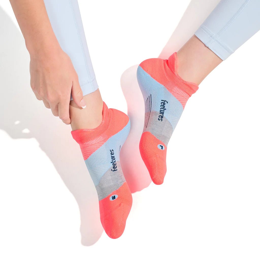 Feetures Elite Light Cushion No Show Tab Socks - Climb Coral