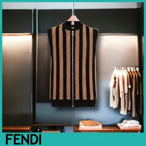 FENDI  |Stripes Street Style Cotton Logo Luxury Vests & Gillets