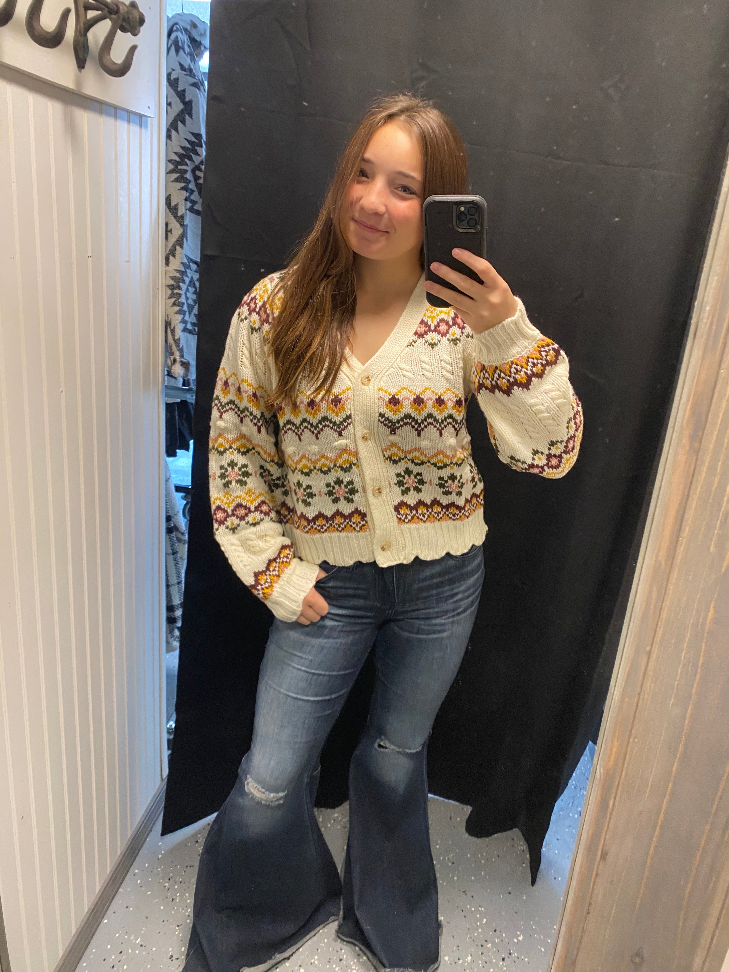 FLORAL KNIT CARDIGAN