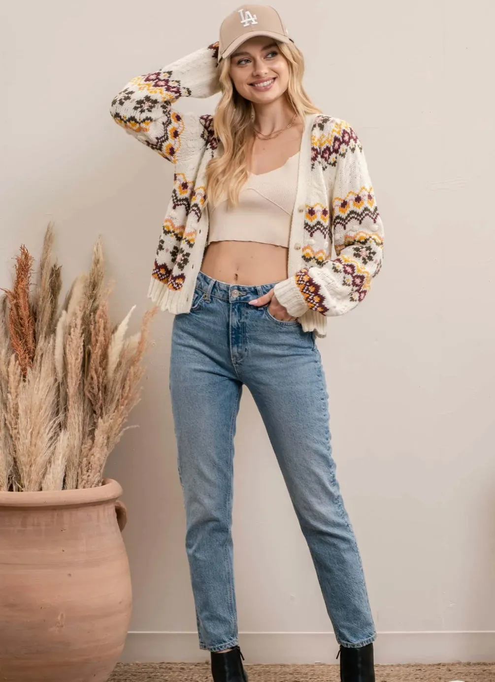 FLORAL KNIT CARDIGAN