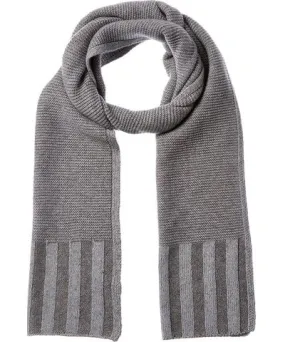 Forte Cashmere Plaited Garter Rib Trim Cashmere Scarf