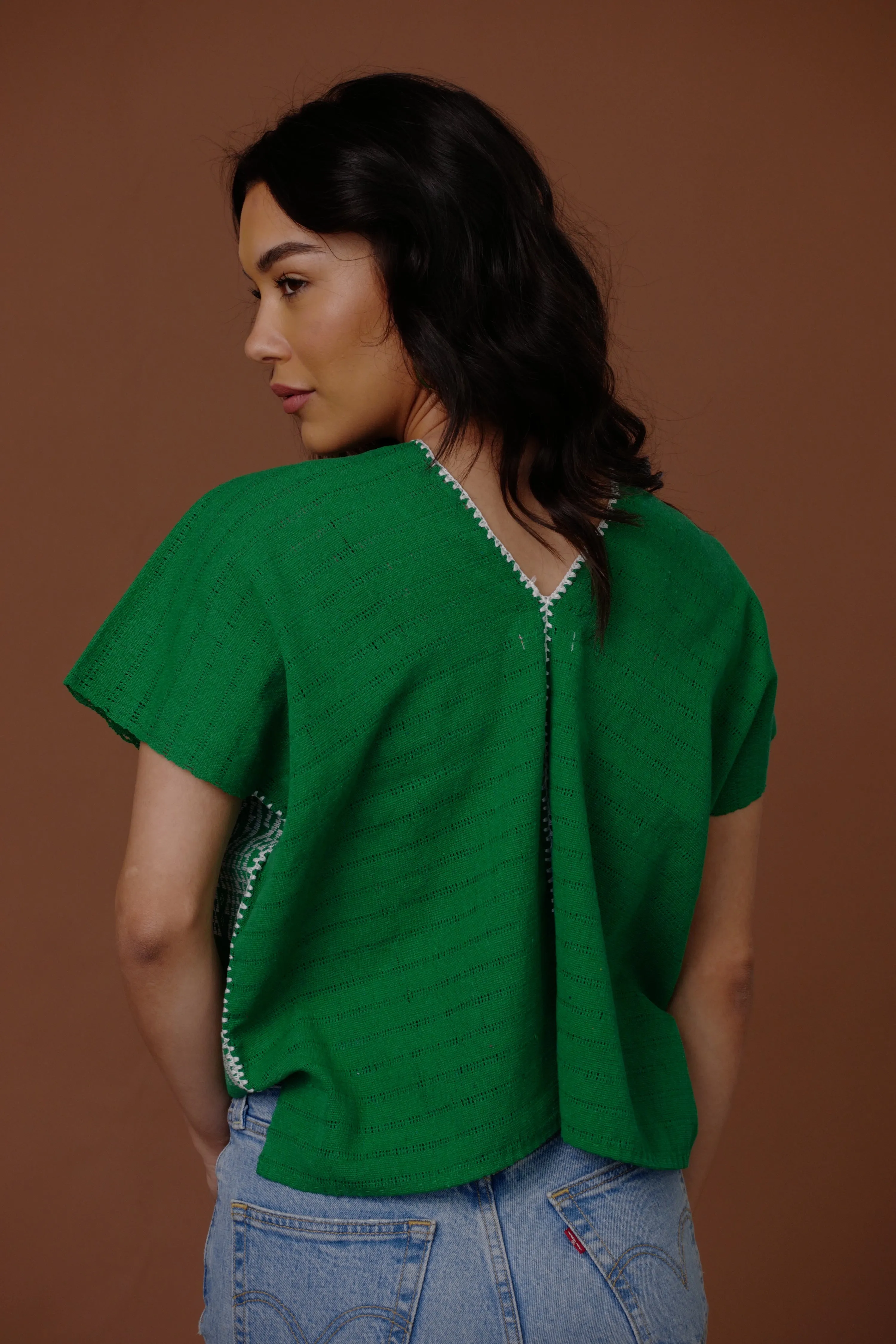 FRANCISCA V-NECK // GREEN + WHITE