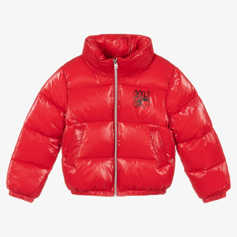 Girls Red Puffer Jacket