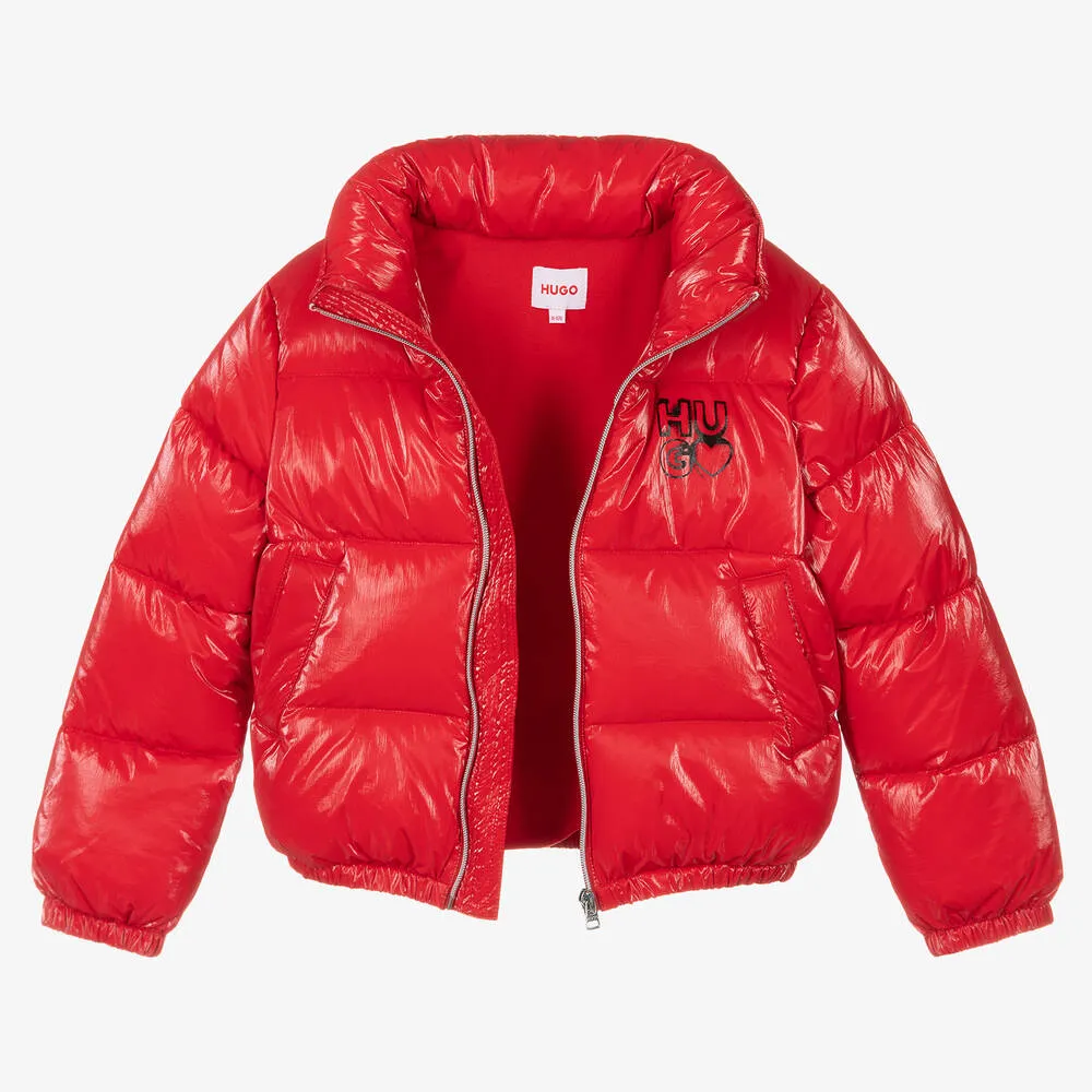 Girls Red Puffer Jacket