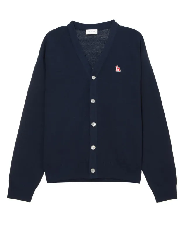 HAZZYS  |Button-down Street Style Plain Cotton Logo Cardigans