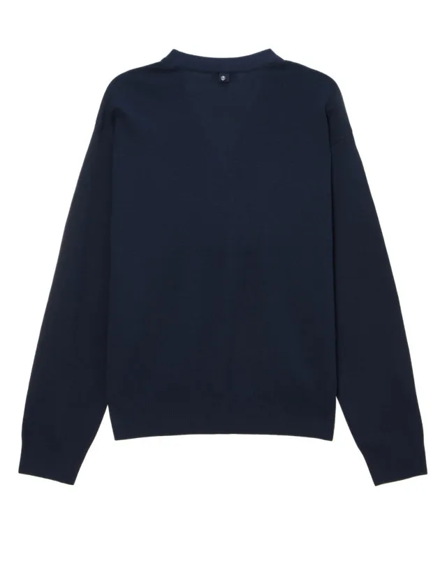 HAZZYS  |Button-down Street Style Plain Cotton Logo Cardigans