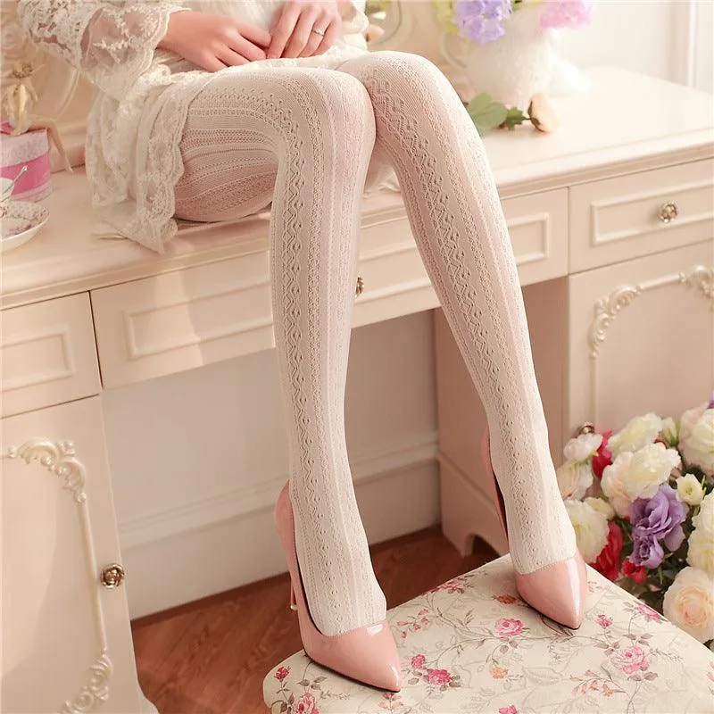 Helisopus Sexy Lace Knitted Cotton Tights