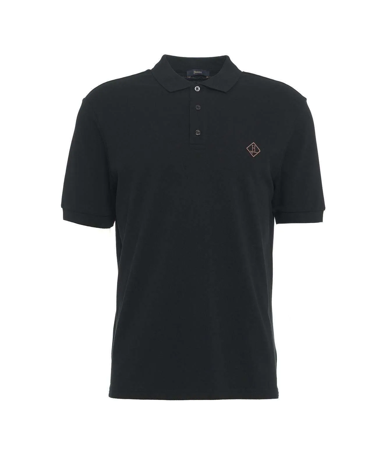 HERNO  |Button-down Cotton Short Sleeves Logo Front Button Polos