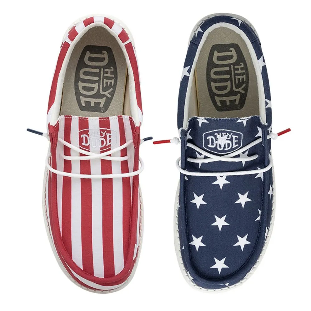 HEYDUDE  MENS WALLY AMERICANA SLIP ON SNEAKER