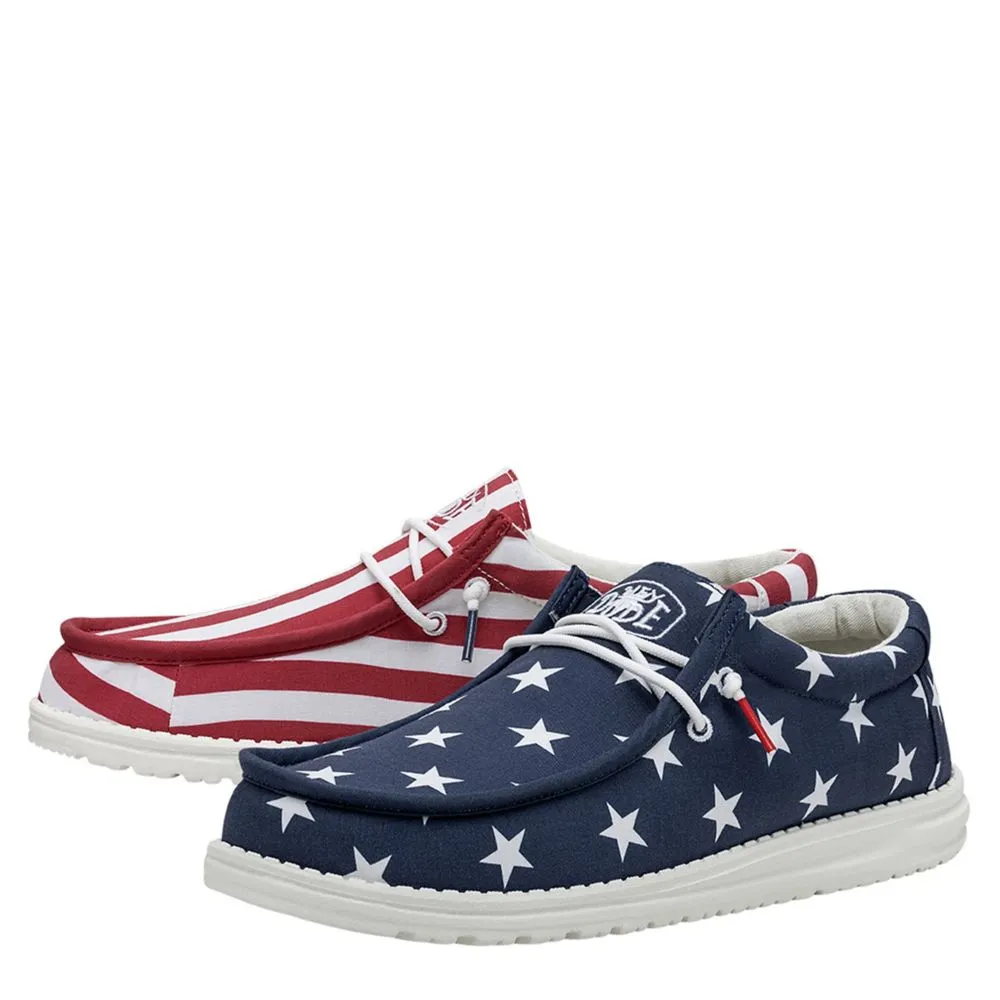 HEYDUDE  MENS WALLY AMERICANA SLIP ON SNEAKER