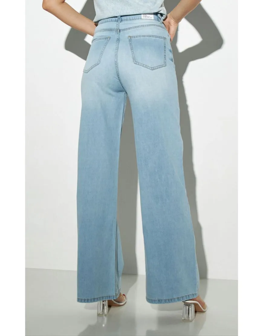 High Rise Wide Leg Jeans Ice Blue