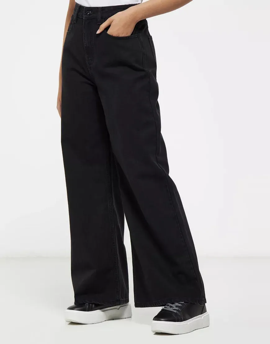 High Rise  Wide Leg Jeans Jet Black