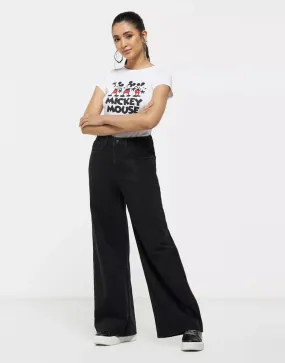 High Rise  Wide Leg Jeans Jet Black