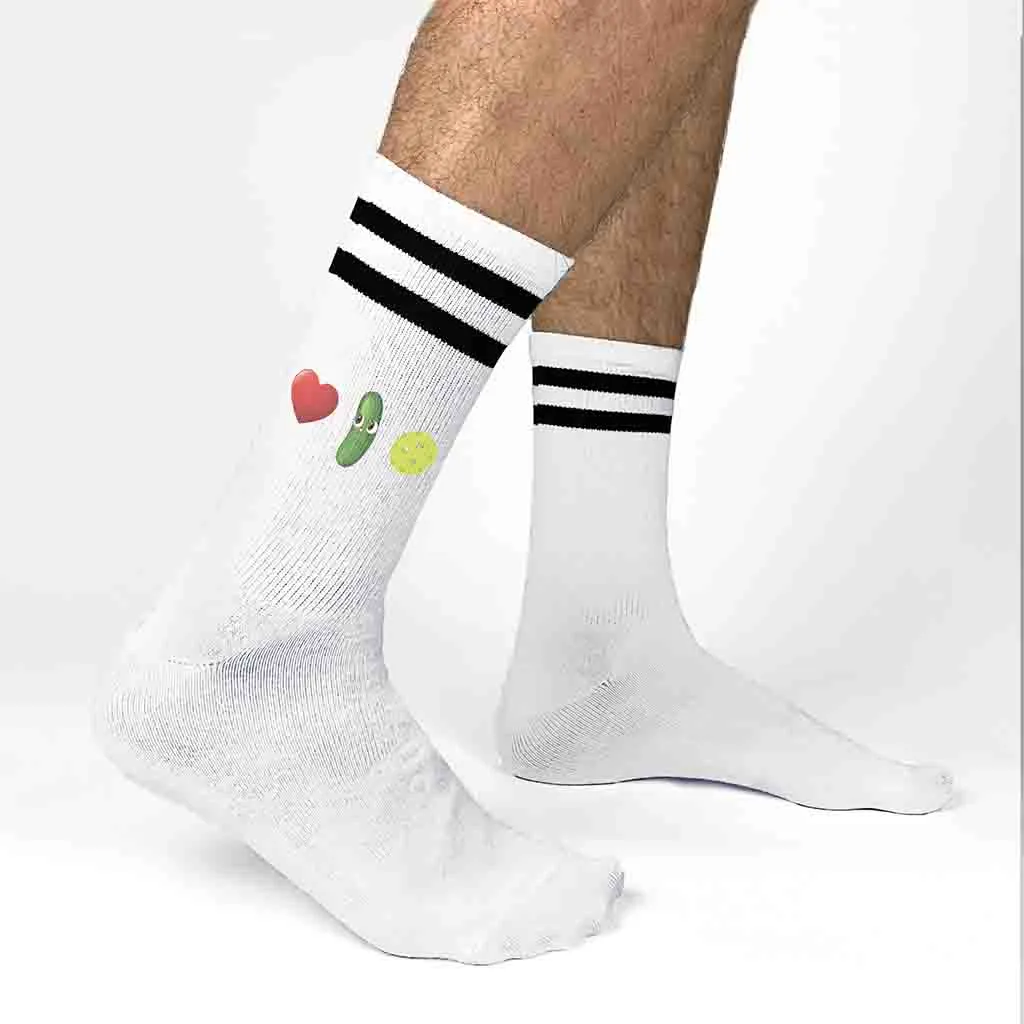 I Love Pickleball Crew Socks for the Pickleball Player