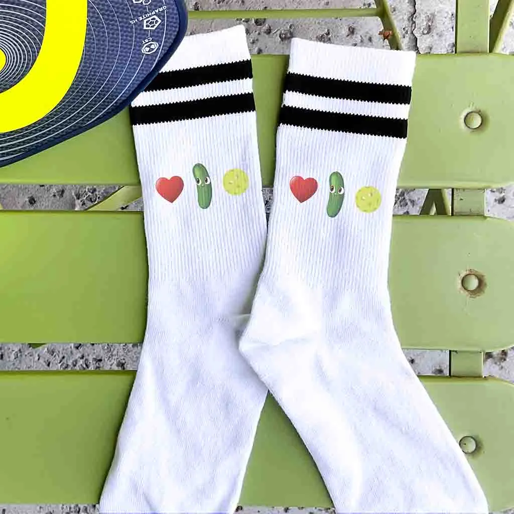 I Love Pickleball Crew Socks for the Pickleball Player