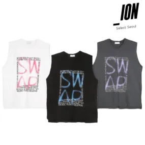 IONSEOUL  |Unisex Sleeveless Street Style U-Neck Plain Cotton Logo