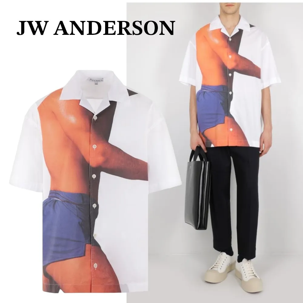 J W ANDERSON  |Button-down Plain Other Animal Patterns Cotton Short Sleeves