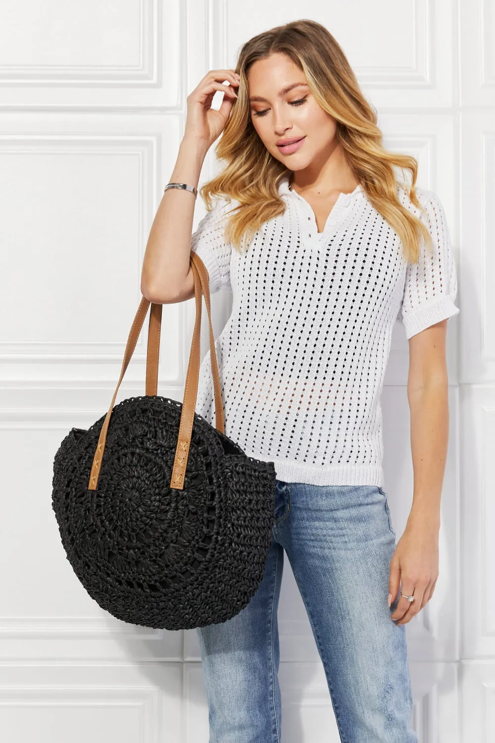 Justin Taylor C'est La Vie Crochet Handbag in Black