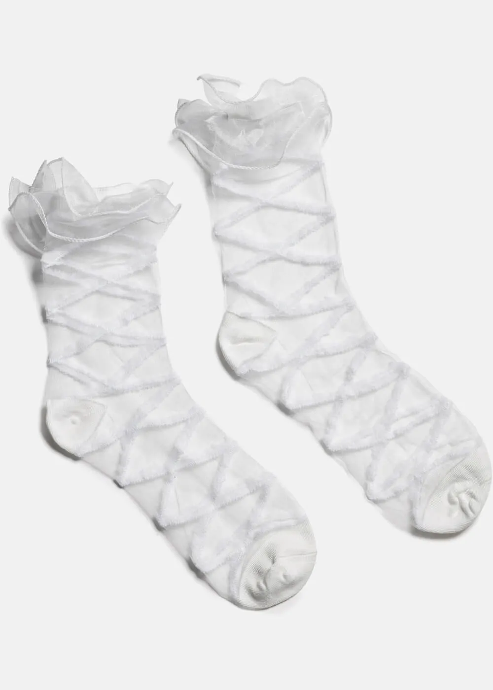 Koi Footwear Rumors Sheer Ruffle 50's Socks White