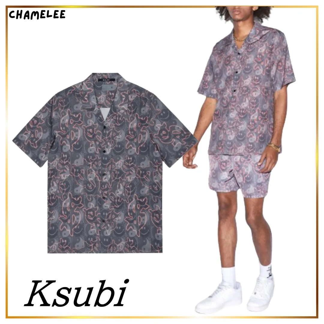 KSUBI  |Button-down Street Style Short Sleeves Logo Shirts