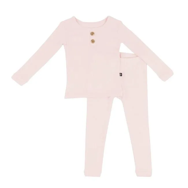 Kyte Baby Ribbed Henley Set in Blush