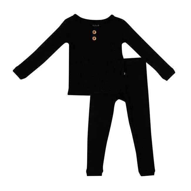 Kyte Baby Ribbed Henley Set in Midnight