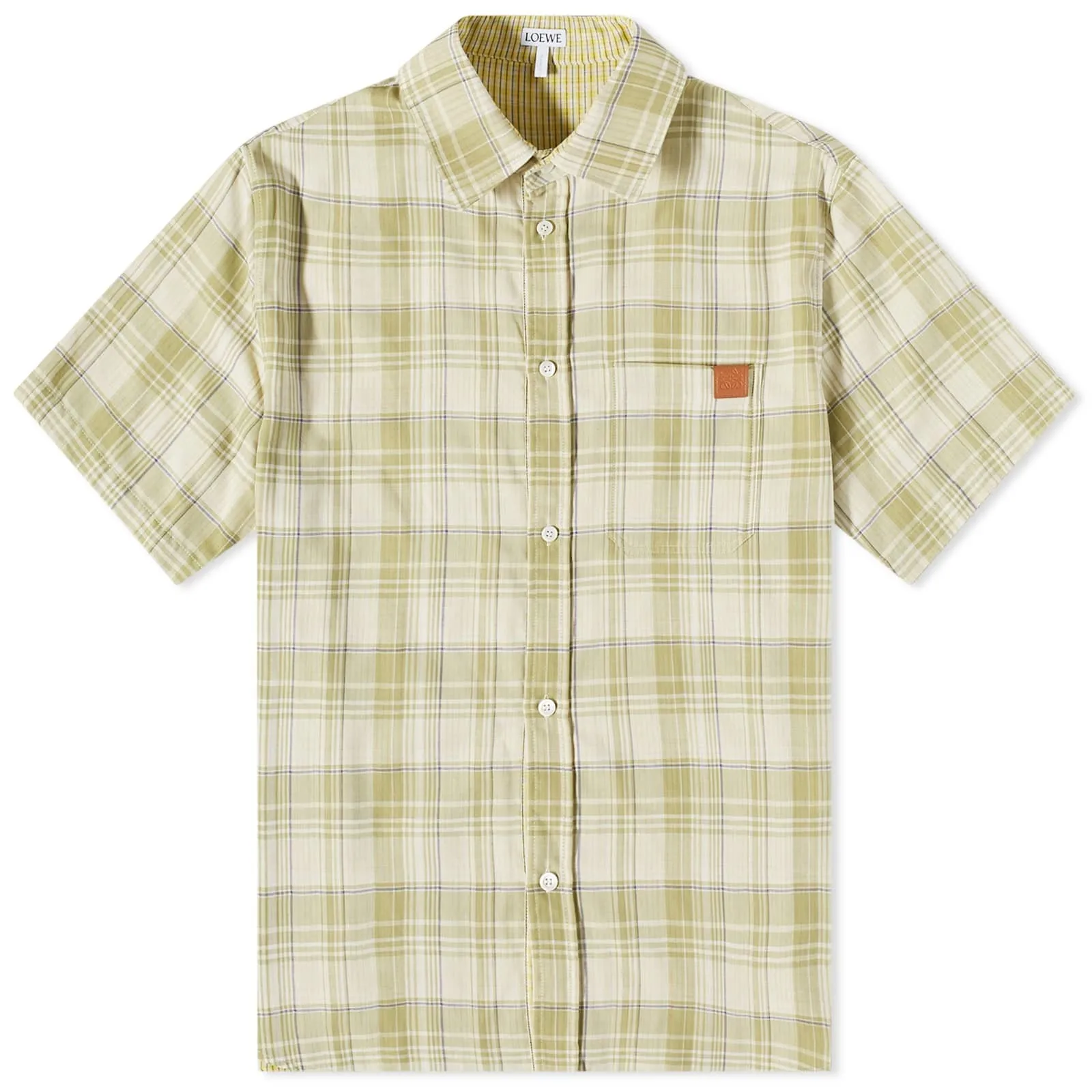 LOEWE  |Button-down Gingham Tartan Tropical Patterns Unisex Cotton