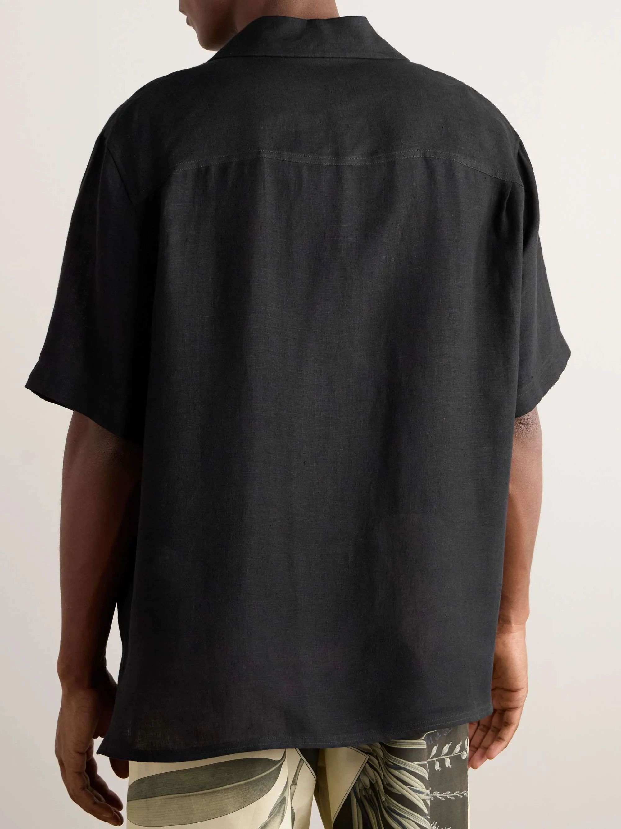 LOEWE  |Button-down Linen Street Style Short Sleeves Logo Luxury