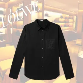 LOEWE  |Button-down Street Style Long Sleeves Plain Cotton Logo