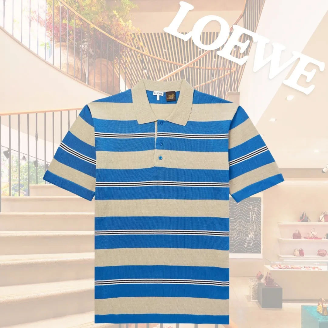 LOEWE  |Button-down Stripes Silk Linen Street Style Cotton