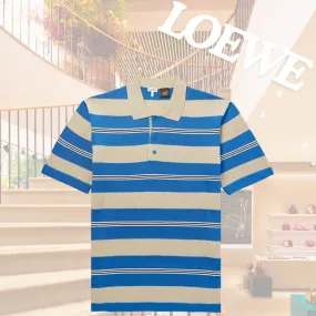 LOEWE  |Button-down Stripes Silk Linen Street Style Cotton