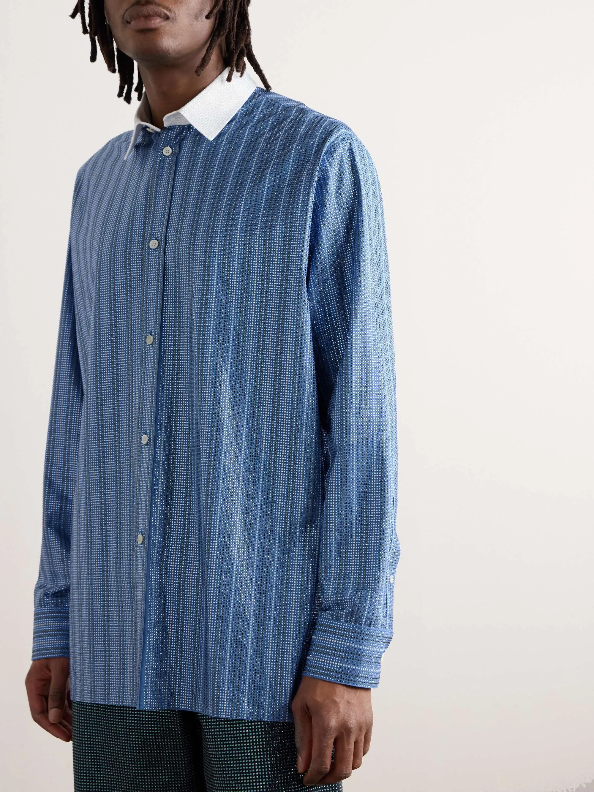 LOEWE  |Button-down Stripes Street Style Long Sleeves Cotton Logo