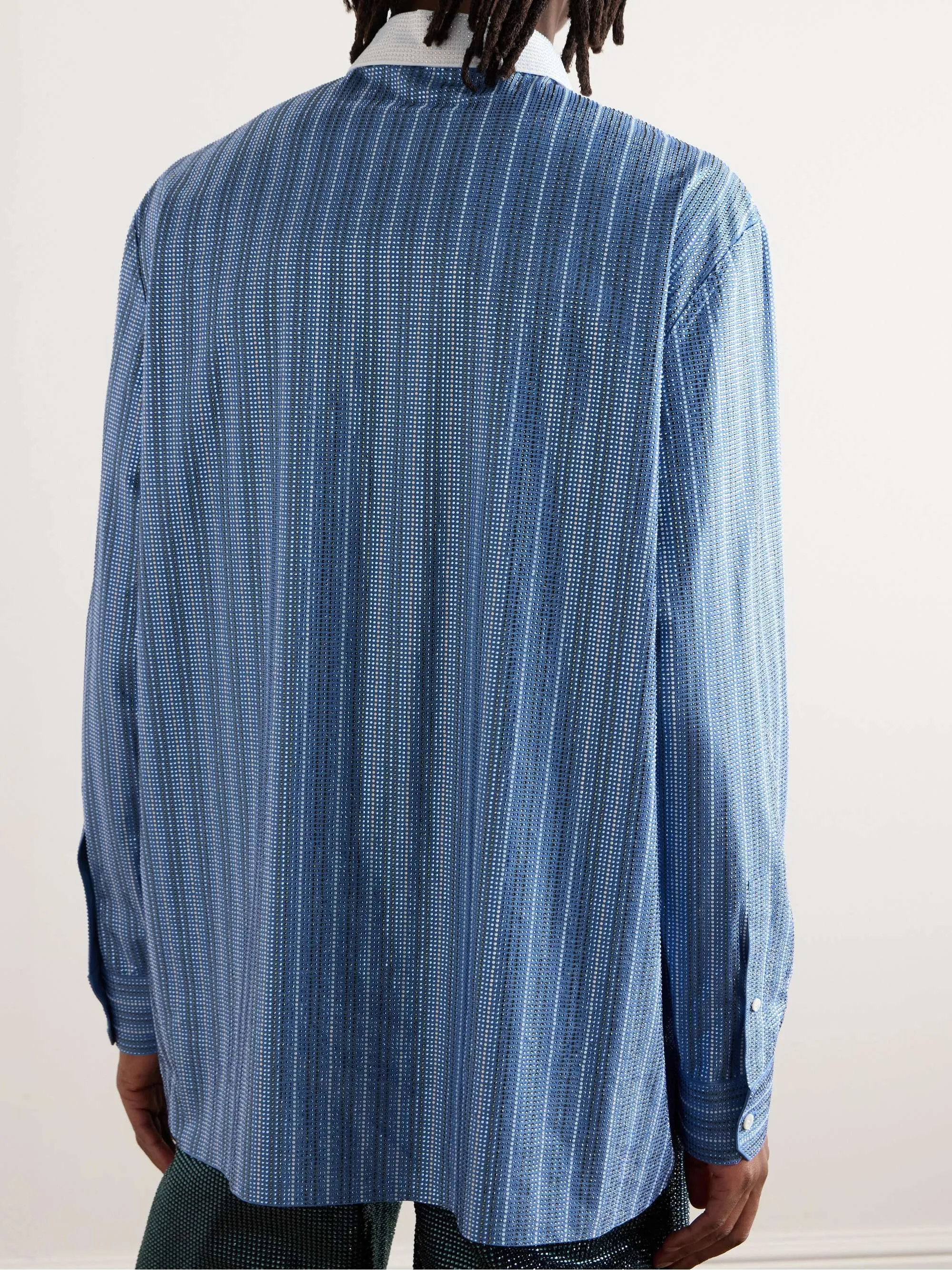 LOEWE  |Button-down Stripes Street Style Long Sleeves Cotton Logo