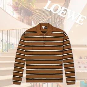 LOEWE  |Button-down Stripes Street Style Long Sleeves Cotton Luxury