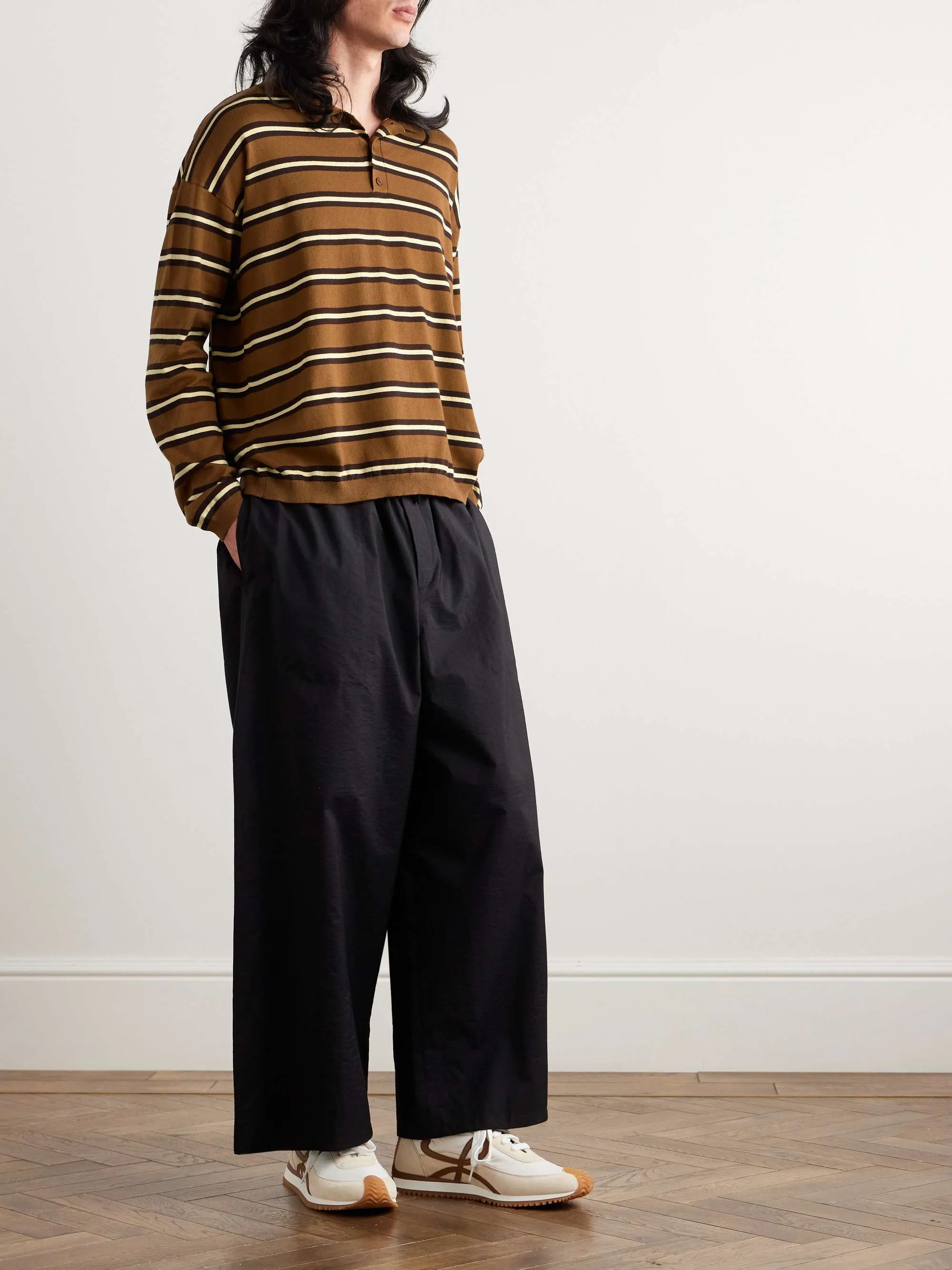 LOEWE  |Button-down Stripes Street Style Long Sleeves Cotton Luxury