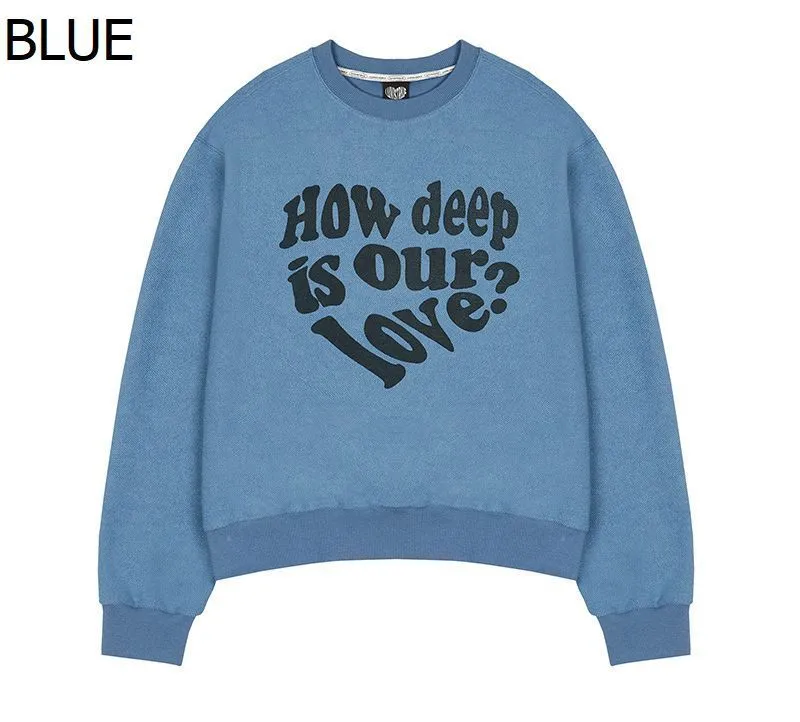 LUV IS TRUE  |Heart Sweat Street Style Long Sleeves Logo