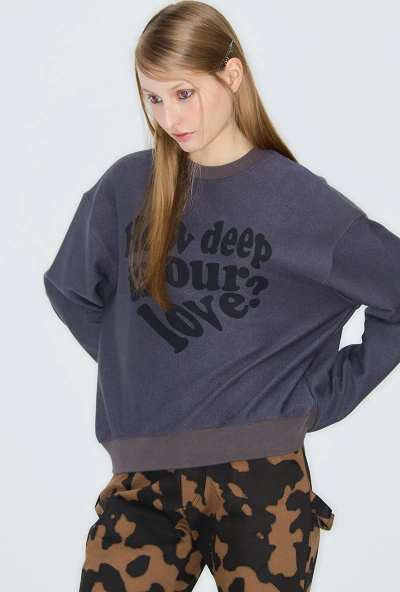 LUV IS TRUE  |Heart Sweat Street Style Long Sleeves Logo