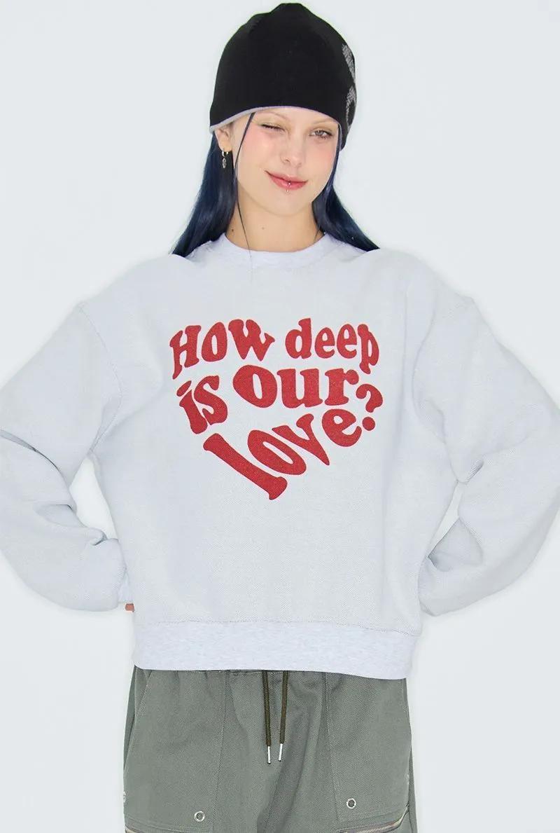 LUV IS TRUE  |Heart Sweat Street Style Long Sleeves Logo